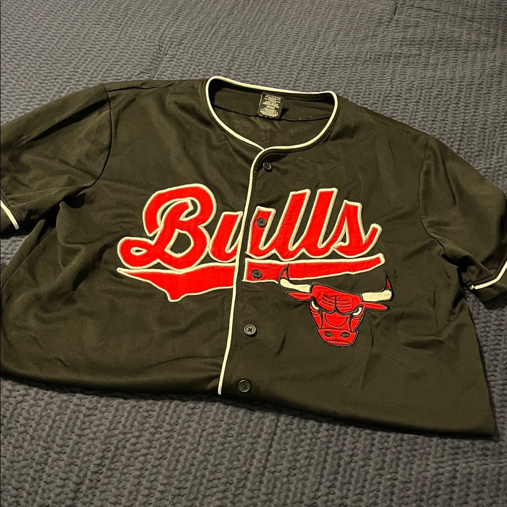 NBA Bulls Black Jersey with White Trim